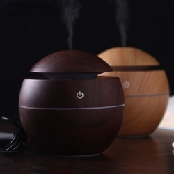 Ultrasonic air humidifier - essential oils diffuser - LED - USB - wooden grain - 130mlHumidifiers