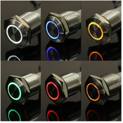 Druckknopfschalter aus Metall - selbstrückstellend - LED - 16 mm