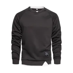 Klassisches Sweatshirt - Pullover mit O-Ausschnitt - gefälschte zwei Teile