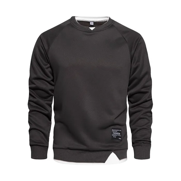 Klassisches Sweatshirt - Pullover mit O-Ausschnitt - gefälschte zwei Teile