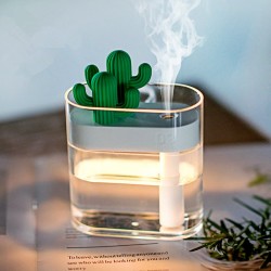 Transparent ultrasonic air humidifier - essential oils diffuser - cactus - LED - USB - 160 mlHumidifiers