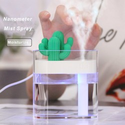 Transparent ultrasonic air humidifier - essential oils diffuser - cactus - LED - USB - 160 mlHumidifiers