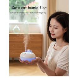 Ultrasonic air humidifier - essential oils diffuser - cat head - LED - USB - 300mlHumidifiers