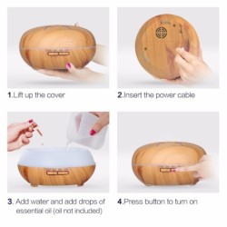 Ultrasonic air humidifier - essential oils diffuser - wood grain - LED - 500 mlHumidifiers
