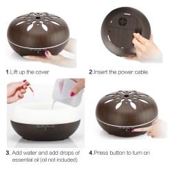 Ultrasonic air humidifier - essential oils diffuser - wood grain - LED - 500 mlHumidifiers