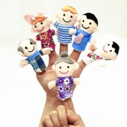 Fingerpuppen - Zeichentrickfiguren - Plüschkinderpuppen - 6 Stück