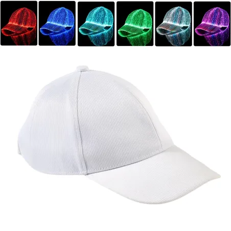 Baseballkappe - Glasfaser - LED - USB - weiß
