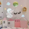 Leuchtender Wandaufkleber – Elefantenbaby / Mond / Luftballons – Tapete für Kinderzimmer