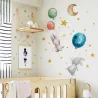 Leuchtender Wandaufkleber - Kinderzimmertapete - Hase / Mond / Luftballons / Sterne