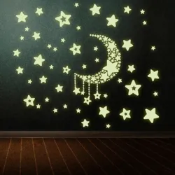 Leuchtende Sterne / Mond - dekorative Wand- / Deckenaufkleber