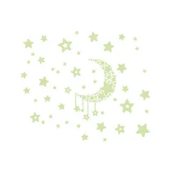 Leuchtende Sterne / Mond - dekorative Wand- / Deckenaufkleber