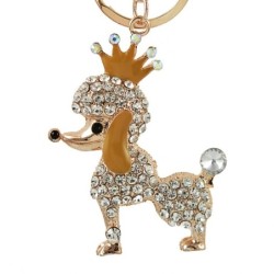 Crystal dog with crown - keychainKeyrings