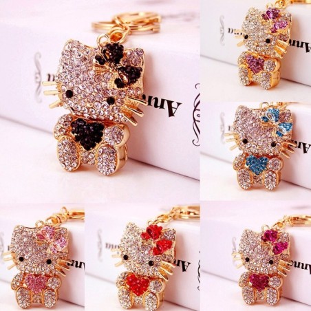 Crystal Kitty - Herz - Schleife - Schlüsselanhänger