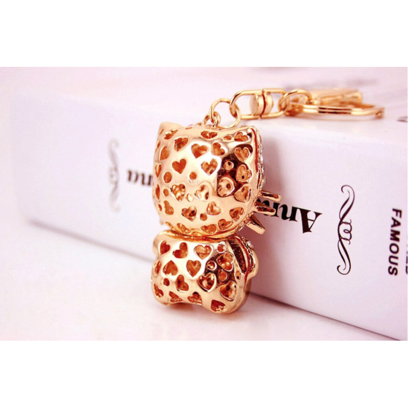 Crystal kitty - heart - bow - keychainKeyrings