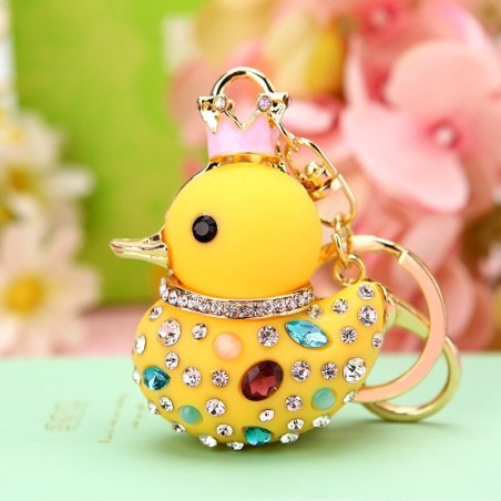 Duck with crown / crystals - keychainKeyrings