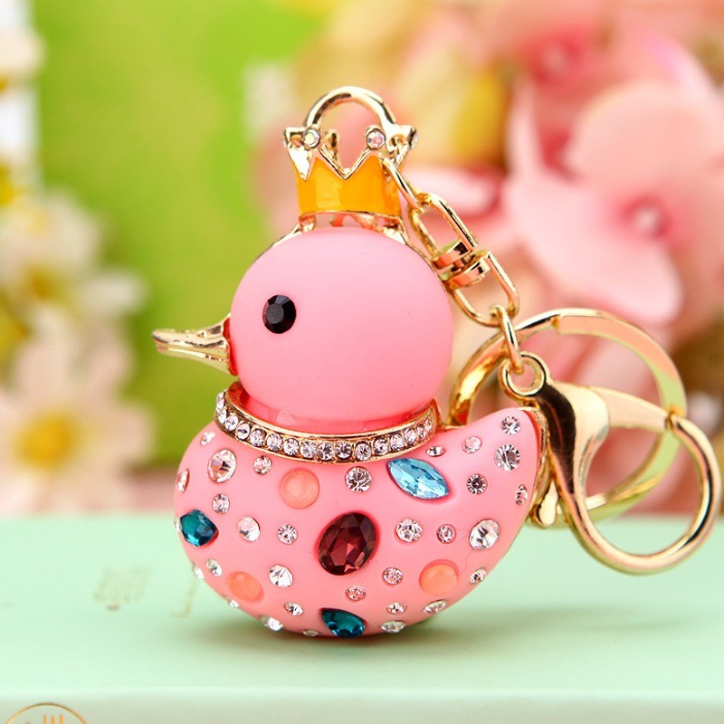 Duck with crown / crystals - keychainKeyrings