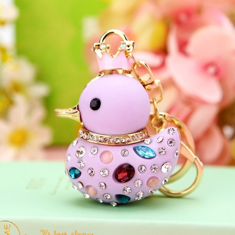 Duck with crown / crystals - keychainKeyrings