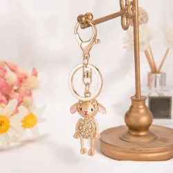 Goldenes Schaf - mit Kristallen - Schlüsselanhänger