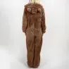 Langer Winterpyjama - Plüsch Strampler - mit Reißverschluss / Kapuze