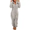 Langer Winterpyjama - Plüsch Strampler - mit Reißverschluss / Kapuze