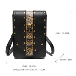 Small leather shoulder bag - punk style - skull / rivetsBags