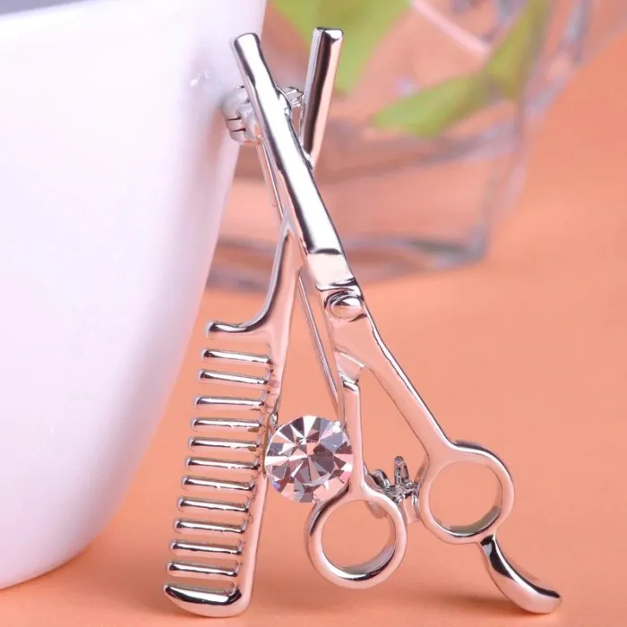 Hair comb / scissors - broochBrooches