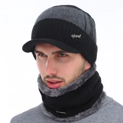 Herren Wintermütze mit Schal - Set
