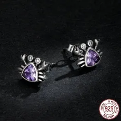 Krebsförmige Ohrringe - lila Zirkon - 925er Sterlingsilber