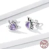 Krebsförmige Ohrringe - lila Zirkon - 925er Sterlingsilber