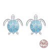 Blaue Schildkröte Halskette / Ohrringe - Set - 925 Sterling Silber