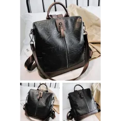 Vintage leather backpack - shoulder bag - large capacityBackpacks