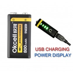 OKCELL - Lithiumbatterie - wiederaufladbar - USB - 9V - 800 mAh