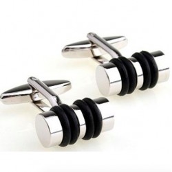 Cylinder shape cufflinks - with leatherCufflinks
