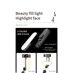 L15 - selfie stick - foldable mini tripod - with fill light - Bluetooth - remote shutterSelfie sticks