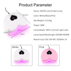 Nageltrockner in Herzform - LED - UV - 96W