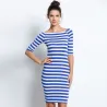 Schulterfreies, gestreiftes Kleid - schmal