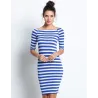 Schulterfreies, gestreiftes Kleid - schmal