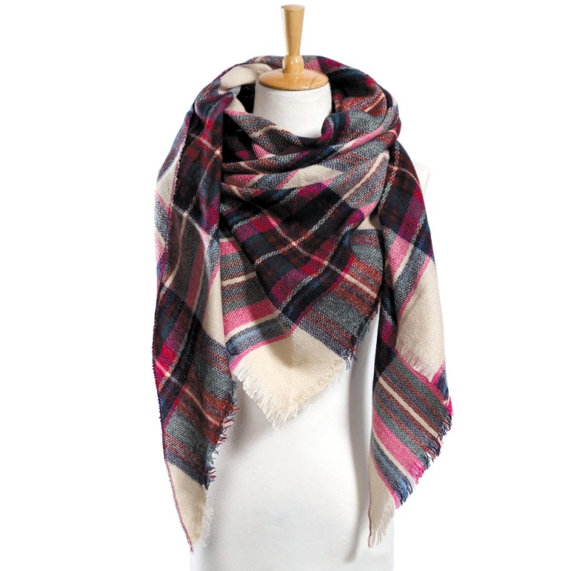 Plaid cashmere shawl - triangle shapeScarves