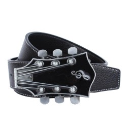 Ledergürtel mit gitarrenförmiger Metallschnalle
