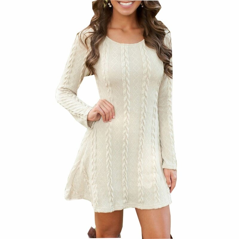 Kurzes Strickkleid - Langarmpullover