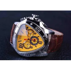 JARAGAR - Luxus-Automatikuhr - Lederarmband - Dreiecksform
