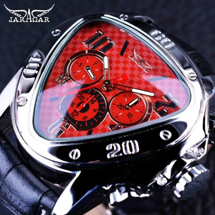 JARAGAR - Luxus-Automatikuhr - Lederarmband - Dreiecksform
