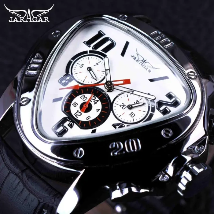 JARAGAR - Luxus-Automatikuhr - Lederarmband - Dreiecksform