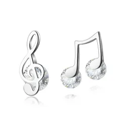 Musiknoten-Ohrringe - mit Kristall - 925er Sterlingsilber