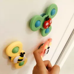 Drehbares Babyspielzeug - Fidget Spinner - mit Saugnapf - 3 Stück