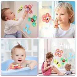 Drehbares Babyspielzeug - Fidget Spinner - mit Saugnapf - 3 Stück