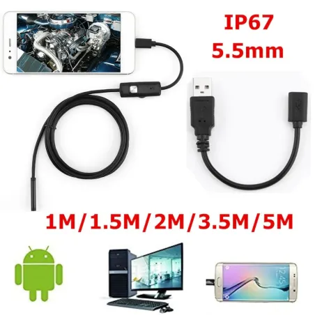 OTG USB-Endoskopkamera - eingebaute 6 LED - wasserdicht - hohe Auflösung - Android / Windows