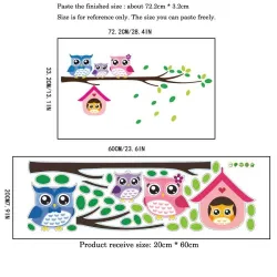 Owl family on tree / birds - vinyl wall sticker - removableWall stickers