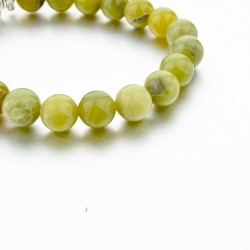 Green natural stone beads / silver elephant - braceletBracelets