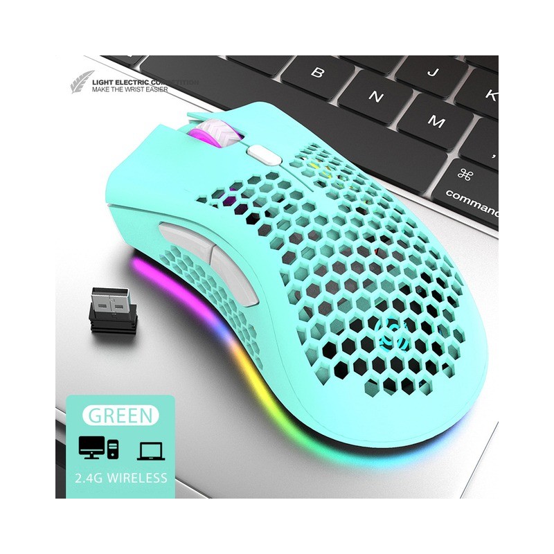 BM600 – kabellose RGB-Gaming-Maus – Wabendesign – wiederaufladbar – USB – 2,4 G